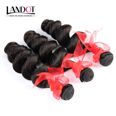 

8A Brazilian Loose Wave Virgin Hair 100 Human Hair Weave Bundles Virgin Brazilian Loose Curly Hair Extensions Natural Black 1B