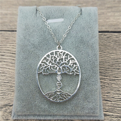 

New 2018 Trendy bioscience Molecule Necklace Gold Color Silver Color Tree of life with a DNA Pendant Necklace Women steampunk