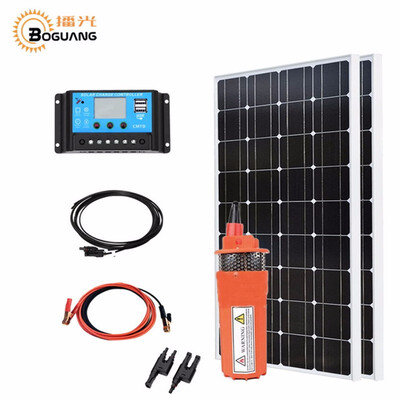 

Boguang 200w solar system kit 2100w solar panle 150w DC pump 12v24v20A controller for Agricultural irrigation Well pumping