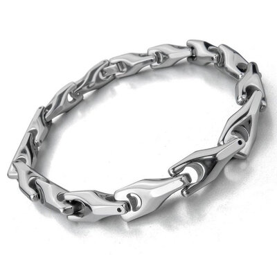 

Hpolw 7mm New Jewllery Men Tungsten steel Sterling Silver Bracelet Link Wrist Beer Opener 95