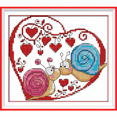

DIY Handmade Needlework Counted Cross Stitch Set Embroidery Kit 14CT Snail Couples Pattern Cross-Stitching 20 18cm Home Decorati
