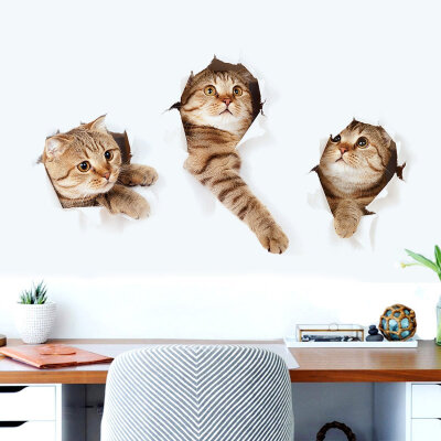 

YIHOPAINTI Removable Wall Decals DIY 3d Cute Kittens Wall Stickers for Home Decor