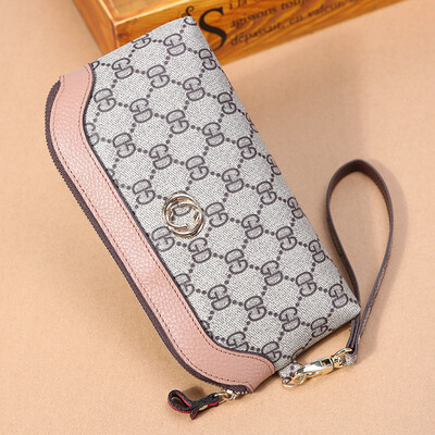 

2018 Wristband Leather Purse Lady Wallets Print Hand Bag Cow Leather Zero Wallet Multi-clip Wallet