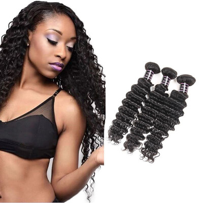 

7A Перуанская глубокая волна Virgin Hair 100% Перуанская девица для волос 3 комплекта Дешевые перуанские кудрявые волосы Virgin Перуанская глубокая волна