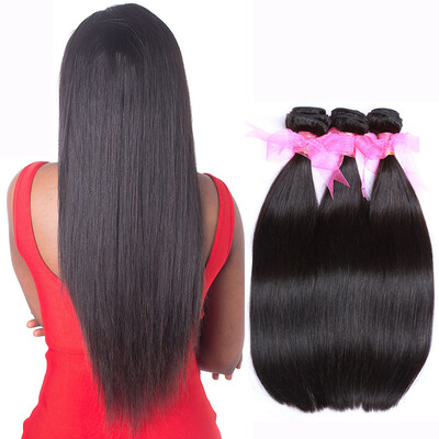 

Dream Like 8A Peruvian Virgin Human Hair Straight Hair 3 Bundles Black Color