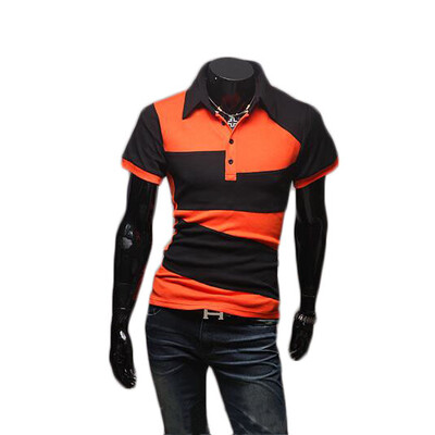 

Zogaa New Mens Polo Shirt Irregular Matching Color Short Sleeve