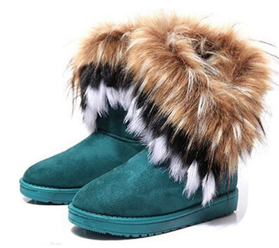 

Women Winter Warm High Quality Long Snow Ankle Boots Faux Fox Rabbit Tassel Shoes
