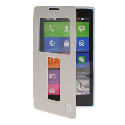 

MOONCASE View Window Leather Side Flip Pouch Stand Shell Back Case Cover for Nokia  White