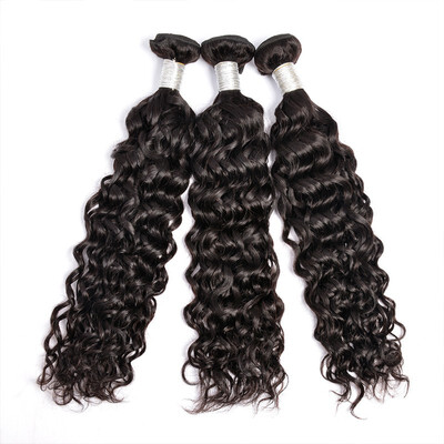 

Bowin Hair Brazilian Water Wave 3pcs Human Hair Weave bundles Virgin Hair Extensions Natural Black