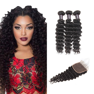 

Ishow Best Selling Malaysian Deep Wave With Closure 3 Bundles Malaysian Virgin Hair With Closure 7A Malaysian Deep Curly Hair