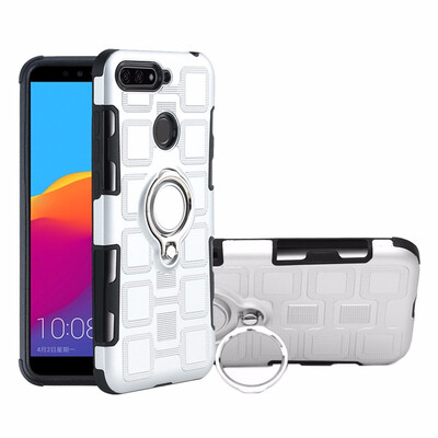 

SHS Phone Case For Huawei Y6 2018Honor 7AEnjoy 8E Luxury Armor Ring Bracket Silicon TPU Lattice texture Protection