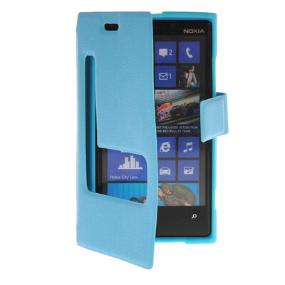 

MOONCASE View Window Leather Side Flip Pouch Stand Shell Back ЧЕХОЛ ДЛЯ Nokia Lumia 920 Blue