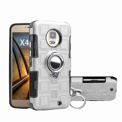

SHS Phone Case For Motorola Moto X4 2017Z2 PlayZ Play Luxury Armor Ring Bracket Silicon TPU Lattice texture Protection