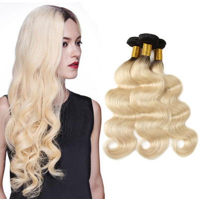 

Ombre T1B613 Brazilian Body Wave Hair Extensions Dark Roots Blonde Color Remy Human Hair Free Shipping