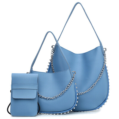 

SGARR Large Cpacity PU Leather Women Tote Bags High Quality Chain Rivet Crossbody Bag New Fashion Female 3 Pieces Set Shoulder Bag