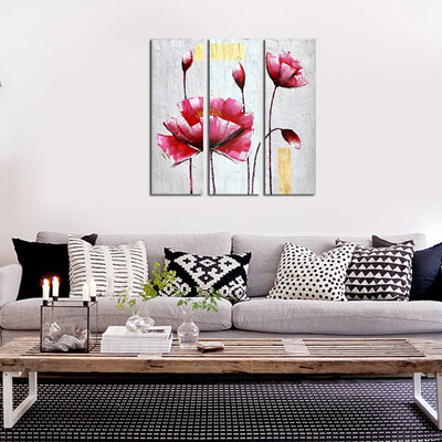 

Framed canvas modern living room bedroom background wall triple flowerbed decorative painting