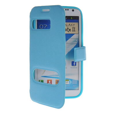 

MOONCASE View Window Leather Side Flip Pouch Hard board Shell Back чехол для Samsung Galaxy Note 2 N7100 Blue