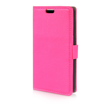 

MOONCASE Litch Skin Leather Side Flip Wallet Card Slot Pouch Stand Shell Back ЧЕХОЛ ДЛЯ LG L Bello D331 Hot pink