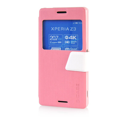 

MOONCASE Ultra Slim Leather Side Flip Pouch Stand Thin Shell Back ЧЕХОЛ ДЛЯ Sony Xperia Z3 Pink
