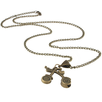 

Fashion Vintage Style Antique Bronze Bike Long Sweater Chain Pendant Necklace