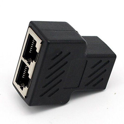 

1 To 2 LAN RJ45 Black Connector Network Cable Splitter Extender Plug Adapter