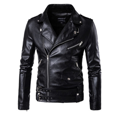 

New Mens Slim Leather Jacket Mens Large Size Casual Motorcycle Jacket Black Spring Coat Jacket Retro Style Casual Jacket
