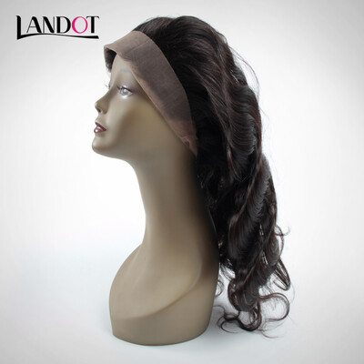 

Pre Plucked 360 Full Lace Frontal Closure Brazilian Body Wave Virgin Human Hair Closures With Baby Hair Adjustable Strap 225x4x2