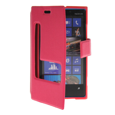 

MOONCASE View Window Leather Side Flip Pouch Stand Shell Back ЧЕХОЛ ДЛЯ Nokia Lumia 920 Hot pink