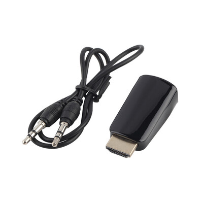 

HDMI Male To VGA Female Converter Box Adapter With Audio Cable For PC HDTV