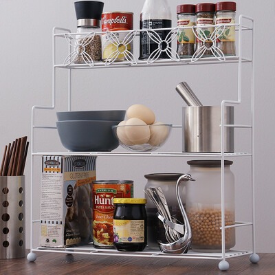 

Ou Runzhe rack kitchen storage rack seasoning rack 3 layer kitchen shelf white