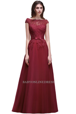 

Elegant Burgundy Lace Bridesmaid Dresses Long Chiffon Wedding Party Dress