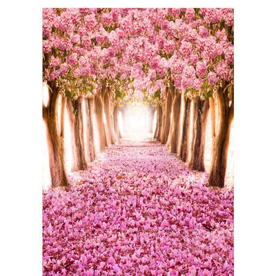 

Pink Flowers Road Photo Backdrop 57FT Vinyl Fabric Cloth Digital Printing Birthday Background s-986