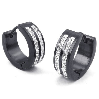 

Hpolw Mens Cubic Zirconia Stainless Steel Stud Huggie Hoop Earrings Set, Black