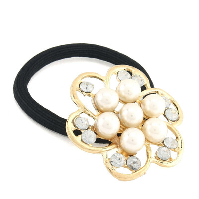 

1Pcs Jewelry SilverGolden Color Hair Rope Accessories Flower Pearl Rhinestone