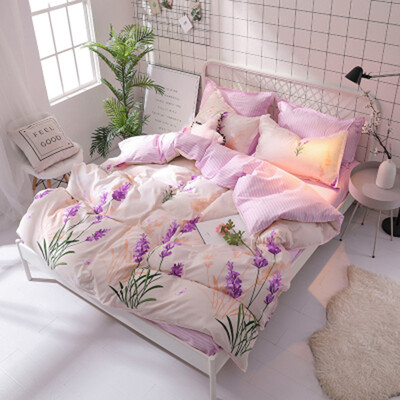 

Cntomlv Classic bedding set 5 size grey blue flower bed linens 4pcsset duvet cover set Pastoral bed sheet AB side duvet cover