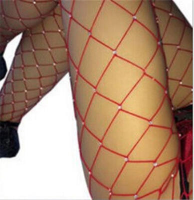 

Женщины Кристалл Rhinestone Fishnet Эластичные чулки Big Fish Net Колготки Колготки