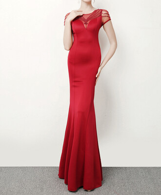 

Bride Toast Dress Slim Fishtail Red Wedding Dress