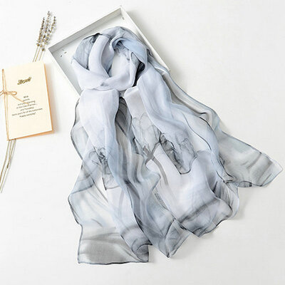 

Guttavalli New Women Fashion Flower Print Длинные шелковые платки Sunscreen Stripes Scarf Мягкие ретро пасторальные флористические шарфы Ombre