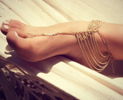 

European fashion all match sexy multilayer chain tassels alloy anklet women
