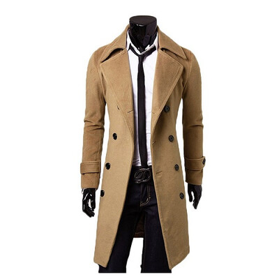 

Zogaa New Mens Wool Coats Double-Breasted