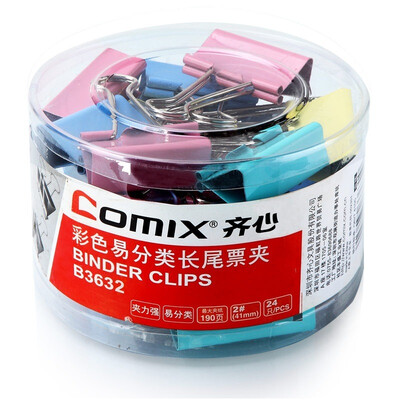 

(COMIX) 24 fitted with 41mm color long tail clip / ticket clip / swallows clip / iron clip office stationery B3632