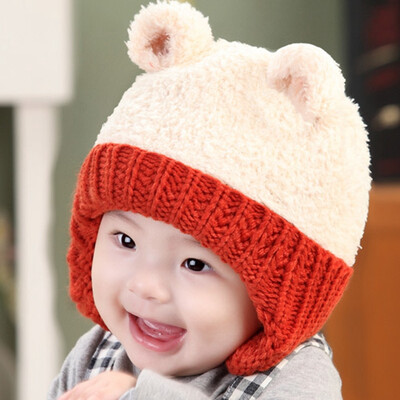 

Buebos Ninos 2015 New Winter Warm Baby Hat Toddler Beanie Cap Soft Crochet Knit Wool 3D Bear Cap - Ear Protect