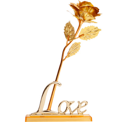

Jiesheng Gold Foil Rose Gift Gift Mother's Day Valentine's Day holiday gift to send his wife and girlfriend birthday gift gold rose box with base
