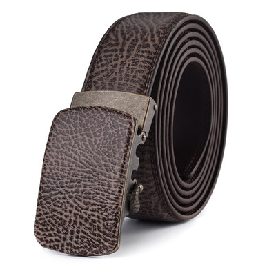 

XHtang Mens Belt Autolock Honorable Leather Ratchet Belt Automatic Buckle Belt Strap Suit Belt Jeans Gift
