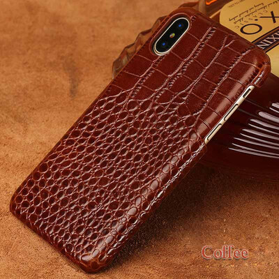 

Genuine Leather Phone Case For iPhone X Case Crocodile Texture Back Cover For 6 6S 7 8 Plus Note Case