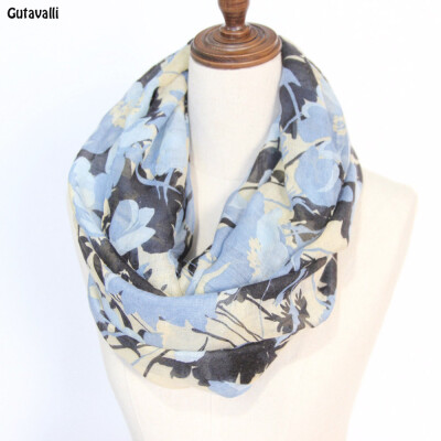 

Guttavalli Women Galsang Flowers Print Ring Shawl Stripes Snowflake Loop Scarf Winter Mun Floral Chevron Branch Infinity Scarves