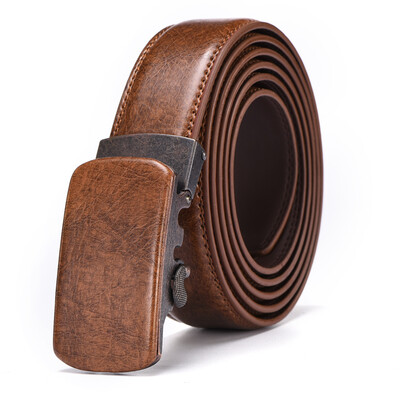 

XHtang Mens Belt Autolock Honorable Leather Ratchet Belt Automatic Buckle Belt Strap Suit Belt Jeans Gift
