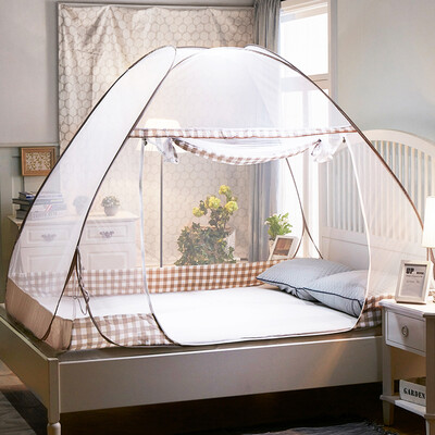 

Jiuzhou deer mosquito net home textile yurt zipper bottomed mosquito net free installation foldable steel net mosquito net British geer color 15 m bed