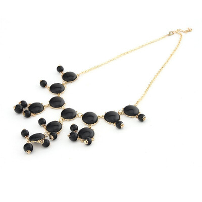 

1pc Women Bubble Bib Statement Fashion Alloy Chain Acrylic Necklace New BLACK