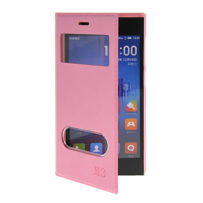 

MOONCASE View Window Leather Side Flip Pouch Stand Shell Back Case Cover for XiaoMi Rice MI 3 M3 Pink